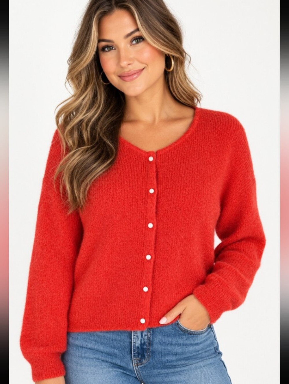 Sézane La Maille Red Mohair & Baby Alpaca Cardigan